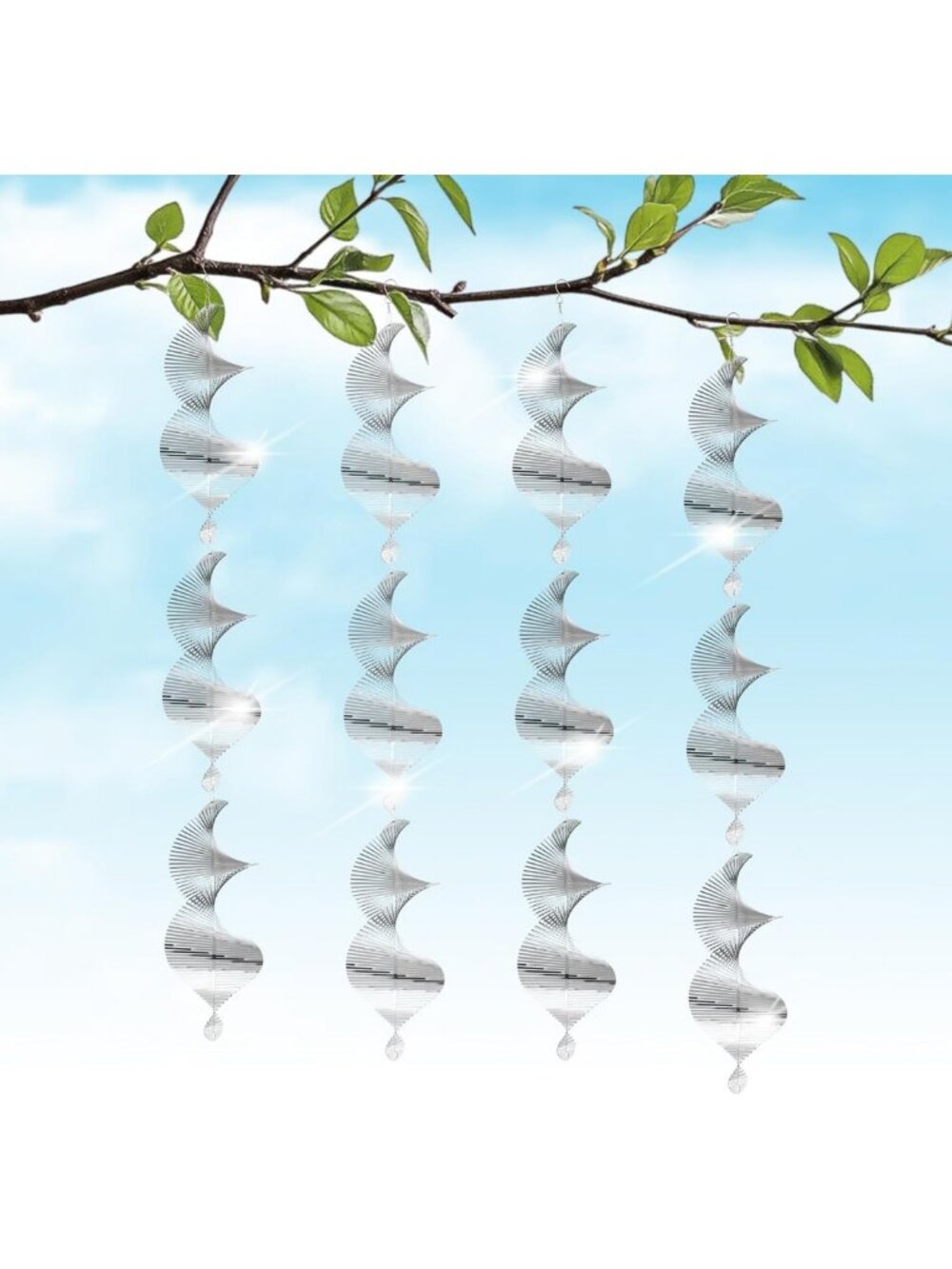 Reflective Bird Deterrents - 3D Wind Spinners for Outdoor Garden Decor - 4 Pack